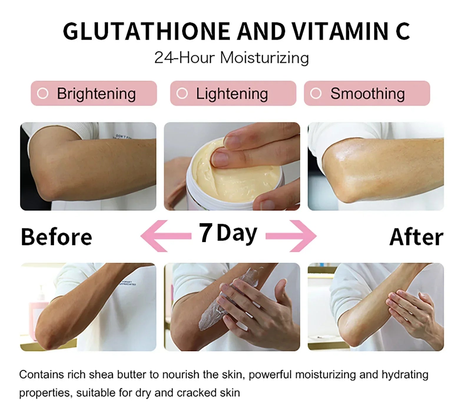 NNEOBA Whitening Black Spots Corrector, Body Skin Care Lotion, With Glutathion, Shea Butter, Collagen, Moisturizing Body Cream